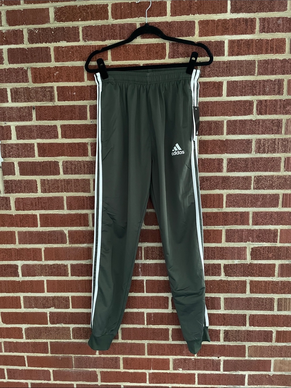 Adidas Men's Gray Joggers with White Stripes